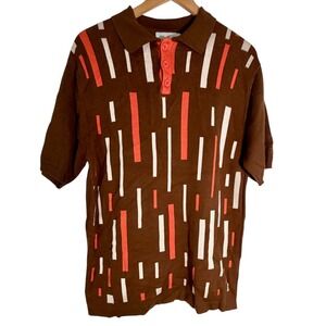 Madcap England Comet Retro 60's Style Mod Polo Short Sleeve Shirt Brown‎ 2XL